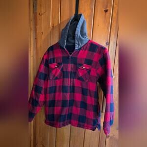 Kids Red and Black Plaid Hoodie